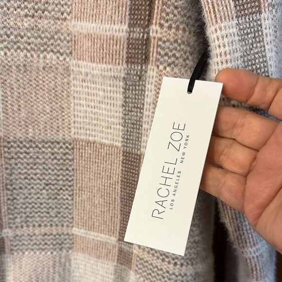 Rachel Zoe Tan and Cream Plaid Utility Jacket 1X NEW with Tag - Picture 2 of 12